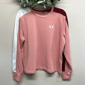 Under Armour Rival Terry Colorblock Crewneck Long Sleeve Loose Fit Top L
